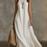 Vestido maxi boémio sem mangas de corte fluido