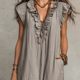 Vestido maxi bohemio sin mangas con escote en V y caída fluida