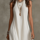 Vestido maxi boémio sem mangas de corte fluido