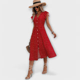 Lara - Vestido Midi Elegante de Bolinhas