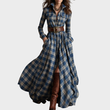 Carolina - Vestido Maxi Vintage Xadrez