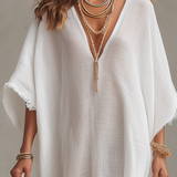 Vestido midi holgado con escote en V
