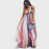 Célia - Vestido às Riscas com Decote em V