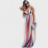 Célia - Vestido às Riscas com Decote em V