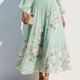 Constança - Vestido Midi Floral com Decote em V