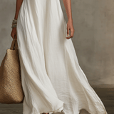 Vestido maxi boémio sem mangas de corte fluido