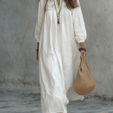 Eduarda - Vestido Maxi Boho Floral Bordado