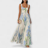 Vestidos maxi de chiffon com estampado floral