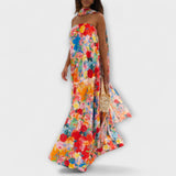 Ana - Vestido Maxi Floral com Ombros à Mostra
